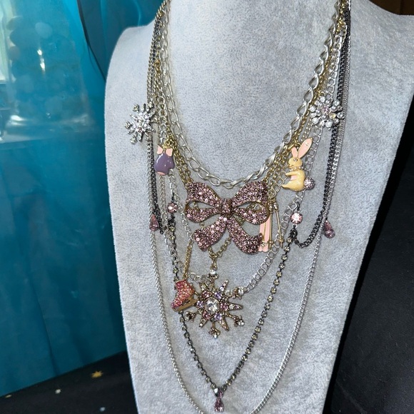 Betsey Johnson • Rare Ski Bunny Layered Mixed Metal Necklace - Picture 11 of 17